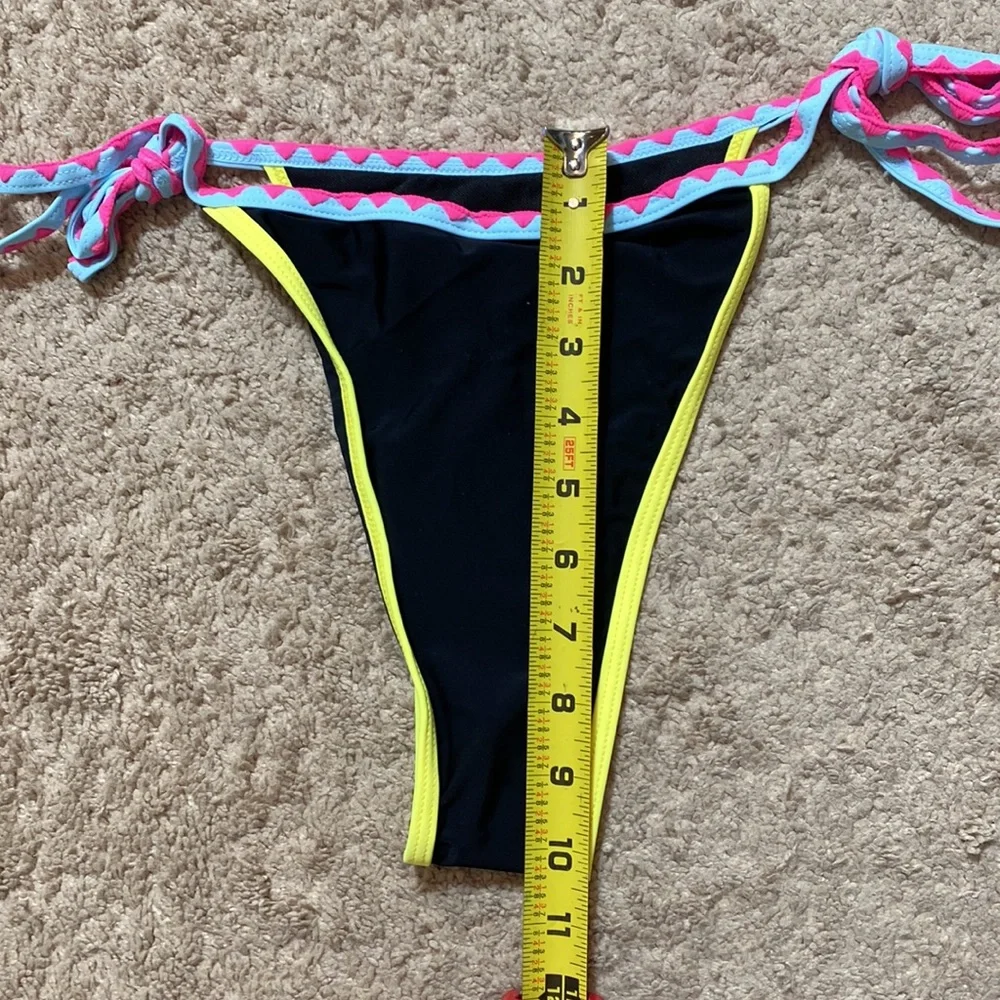 Shein Black Pink Rimmed String Bikini M